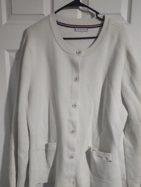 Tommy Hilfiger Women's Cream Button-Up Knit Cardigan